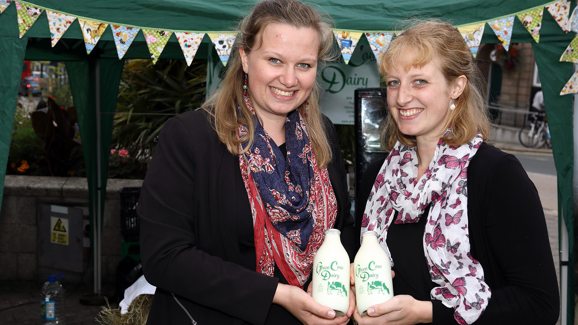 Isobelle and her sister at the lively Ploughmans Festival in Liskeard